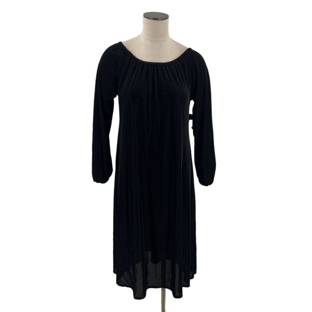 LuLaRoe Eve Dress Shift Ribbed Velvet Long Sleeve Black Medium New
